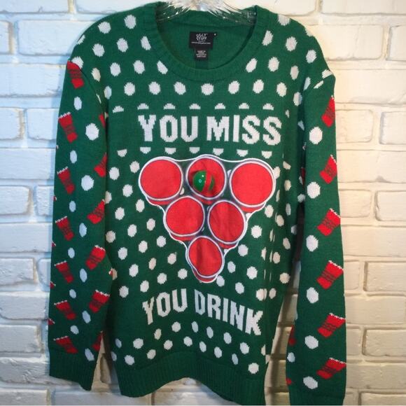 Ugly Christmas Sweater Party drinking ball themed adult medium - Picture 1 of 5